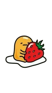💘 304c794f Gudetama Gudetama, ei, aardbei, schattig, kawaii telegram sticker