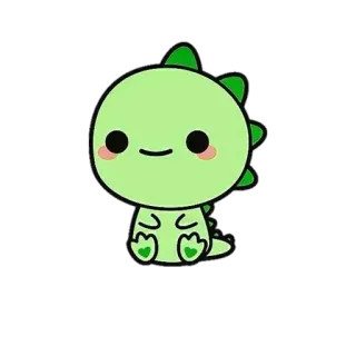 💘 4dc6e091 dinosaurus, schattig, cartoon, kawaii, sticker, groen, reptiel telegram sticker