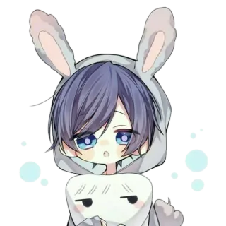 💘 e13b8990 Anime, Konijn, Schattig, Jongen, Chibi, Cartoon telegram sticker