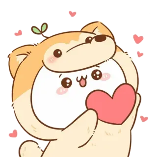 💘 ed31c9e7 schattig, kawaii, hond, hart, cartoon telegram sticker