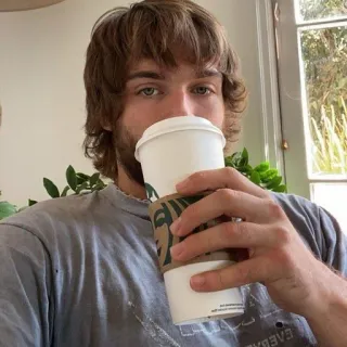 🍃 b4306518 남자, 커피, 음료, 인물 사진, 스타벅스 telegram sticker