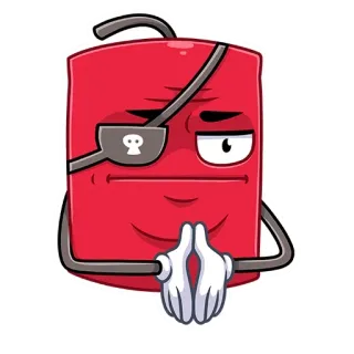 🤨 634c044c Dynamit, Cartoon, Pirat, Augenklappe, Totenkopf, Emoji telegram sticker