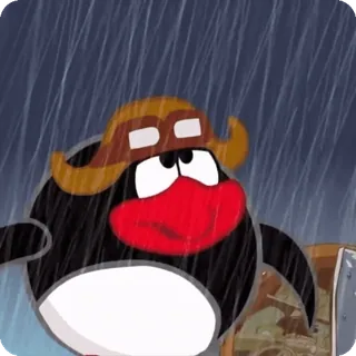 🐧 2b5e64ab Dessin animé, Pingouin, Aviateur, Pilote, Pluie, Triste, Mignon whatsapp sticker