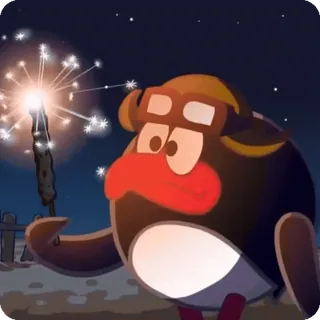 🐧 4e5f7505 étincelle, fête, dessin animé, nuit, étoiles, pilote whatsapp sticker