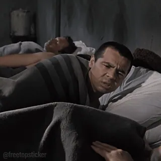 💤 87b8f4d2 @freetopsticker Мем, Сон, Кровать, Раздраженный, Пробуждение, Стикер telegram sticker