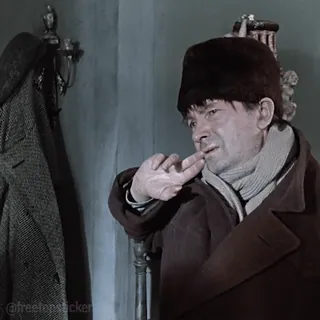 💰 f1007cf4 @freetopsticker мужчина, зима, шляпа, пальто, винтаж telegram sticker