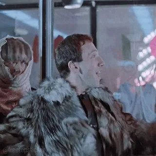 🥳 f141d34a @freetopstickers мужчина, шуба, зима, счастливый, танцы telegram sticker