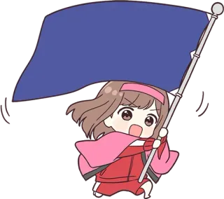 😃 06e823e9 애니메이션, 깃발, 소녀, 만화 telegram sticker