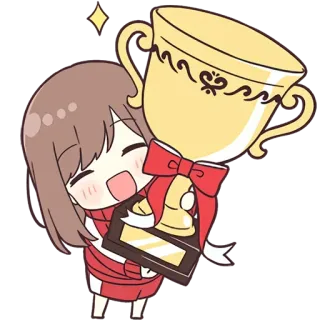 🥰 12426f99 애니메이션, 소녀, 트로피, 상, 성공, 귀여운 telegram sticker