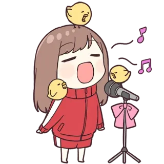 😇 161c85e8 노래, 귀여운, 새, 마이크, 음악 telegram sticker