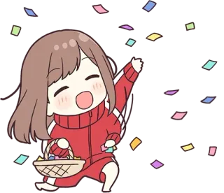 🎉 8eeb42de 소녀, 종이조각, 축하, 귀여운, 애니메이션 telegram sticker