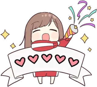 🥳 a6faffae 축하, 하트, 콘페티, 귀여운, 소녀 telegram sticker