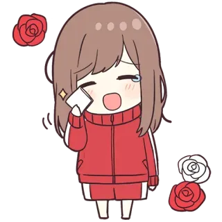 🥰 afa6662d 애니메이션, 울음, 슬픈, 소녀, 빨간색, 장미 telegram sticker
