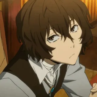 🪓 0e8bf71e Osamu Dazai Bungo Stray Dogs Anime, Charakter, Osamu Dazai, Bungo Stray Dogs, braune Haare, ernst whatsapp sticker
