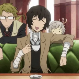 🪓 2431d38f Dazai Osamu Bungo Stray Dogs anime, bungo stray dogs, dazai osamu, charaktere, tee, cafe whatsapp sticker