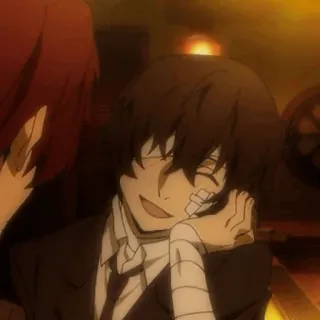 🪓 8a3e9c33 Osamu Dazai Bungou Stray Dogs Anime, Verbände, Lächeln, Cartoon, Osamu Dazai, Bungo Stray Dogs whatsapp sticker