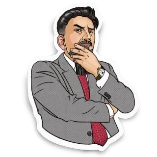 🤔 b9cf9da6 man, denken, pak, das, zakenman, illustratie, cartoon telegram sticker