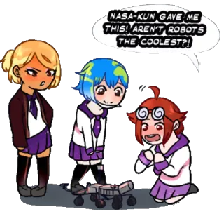 🤖 21729c33 NASA-KUN GAVE ME THIS! AREN'T ROBOTS THE COOLEST?! 机器人, 动漫, 卡通, 美国宇航局, 地球, 可爱 telegram sticker