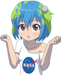 🤷‍♀️ 245ce22b Earth-chan NASA 动漫, 地球, 月亮, 美国宇航局, 行星 telegram sticker