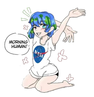 🌞 e0e09f9f MORNING HUMAN! 地球, 美国宇航局, 行星, 卡通, 问候, 早上好 telegram sticker
