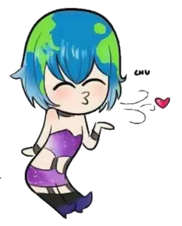 😘 ef8d1a56 地球, 行星, Q版, 卡哇伊, 可爱, 卡通 telegram sticker