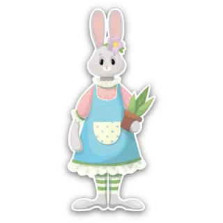🐰 95bd1f87 กระต่าย, กระต่าย, สัตว์, น่ารัก, ดอกไม้, ทำสวน, ผ้ากันเปื้อน, พืช telegram sticker