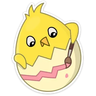 🐤 316b9edc pollito, huevo, pintura, pascua, lindo, dibujos animados, animal, pájaro whatsapp sticker