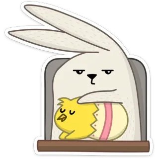 😐 860c96a8 conejo, pollito, pascua, huevo, animal, dibujo animado whatsapp sticker