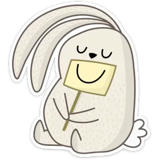 😌 a53dab80 conejo, conejito, sonrisa, animal, dibujo animado, pegatina whatsapp sticker