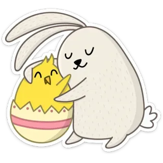 🤗 f1934741 conejo, conejito, pollito, abrazando, pascua, animal, amistad, lindo whatsapp sticker
