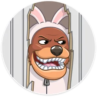 😈 1024e1fa 만화, 개, 토끼 옷, 동물, 웃긴, 유머 whatsapp sticker