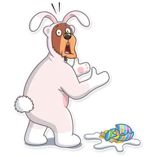 😨 5686f5e4 개, 토끼 의상, 부활절, 달걀, 깜짝, 동물, 만화 whatsapp sticker