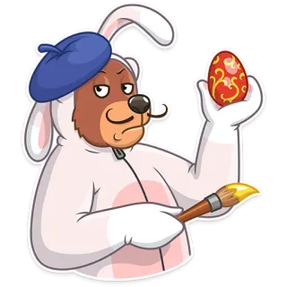 🎨 b32c9650 부활절, 토끼, 화가, 계란, 미술, 동물, 만화 whatsapp sticker