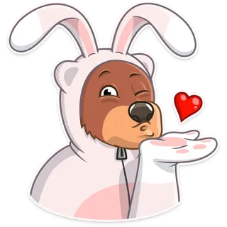 😘 d205a0ed 동물, 곰, 토끼, 코스튬, 사랑, 하트 whatsapp sticker