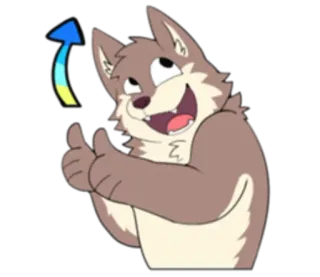 🏞 46826093 собака, волк, животное, мультфильм, большой палец вверх, позитив, пушистый whatsapp sticker