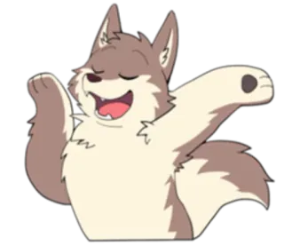 🏞 8cbdc9ab мультфильм, волк, животное, счастливый, милый, пушистый, улыбка whatsapp sticker