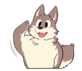 🏞 aaf18da0 волк, животное, мультфильм, дружелюбный, приветствие, машет whatsapp sticker