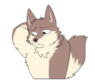 🏞 e1e0f3eb волк, животное, думающий, в замешательстве, мультяшный, пушистый whatsapp sticker