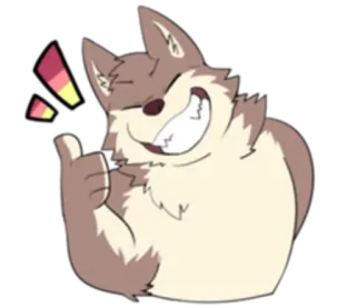 🏞 f33679ac волк, большой палец вверх, мультфильм, животное, млекопитающее, пушистый whatsapp sticker