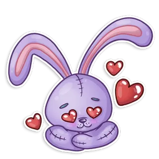 ❤️ 48297de4 토끼, 토끼, 하트, 사랑, 귀여운, 보라색, 스티커, 만화 telegram sticker