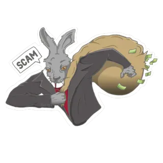 🏃 12d78565 SCAM ウサギ, 詐欺, お金, 犯罪, スーツ, 動物 telegram sticker