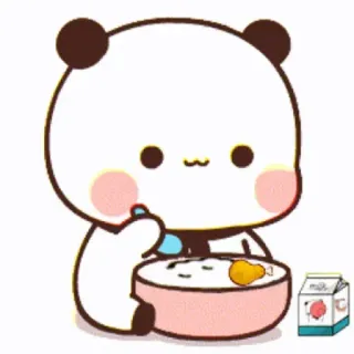 💟 04249a2b 팬더, 귀여운, 먹는, 치킨, 우유, 동물 telegram sticker