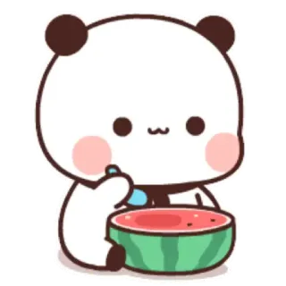 💟 cf81cbfb 팬더, 귀여운, 수박, 카와이, 스티커, 동물, 곰, 만화 telegram sticker