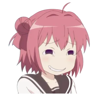😄 548baf91 anime, character, pink hair, girl, smiling, cartoon, manga telegram sticker