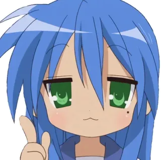 👆 57a9fd4f Konata Izumi Lucky Star anime, lucky star, konata izumi, peace sign, chibi telegram sticker