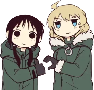 ❣ 8e0fc26a anime, girls, cute, friends, cartoon, winter, kawaii telegram sticker