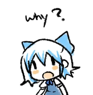 ❓ ecc233f7 why? anime style, questioning, cartoon, why, blue hair, cute, sticker telegram sticker