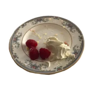 🍓 44add626 assiette, nourriture, framboises, crème, dessert, collation telegram sticker