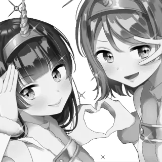 🖤 401e5814 filles anime, licorne, geste coeur, kawaii, paillettes telegram sticker