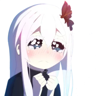 🥺 3cb04c23 Echidna Re:Zero anime, girl, sad, crying, white hair telegram sticker